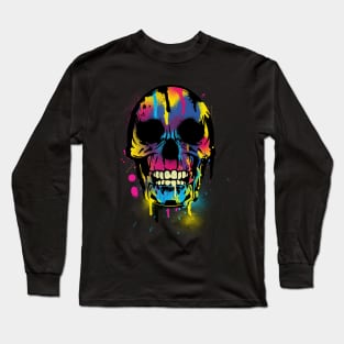 Neon Paint Sugar Skull Long Sleeve T-Shirt